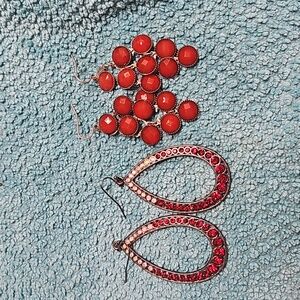 Red dangle earrings
